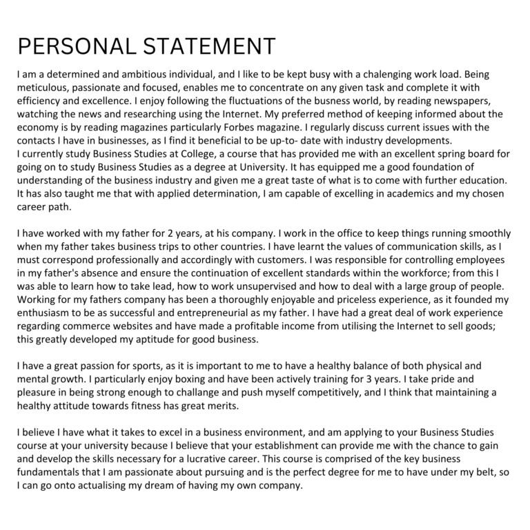 personal statement for uni examples